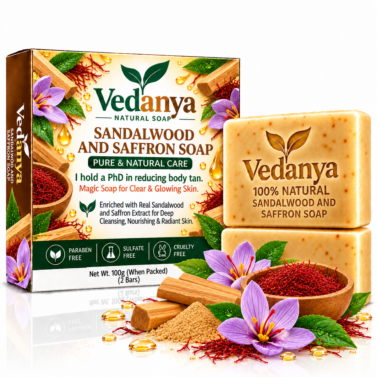 Vedanya Sandalwood & Saffron Soap
