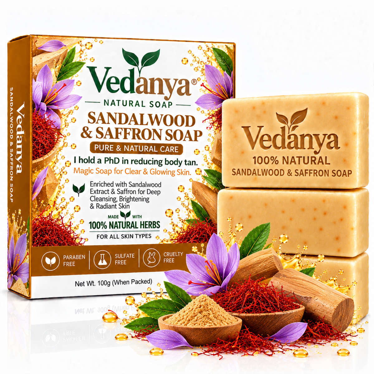Vedanya Sandalwood & Saffron Soap