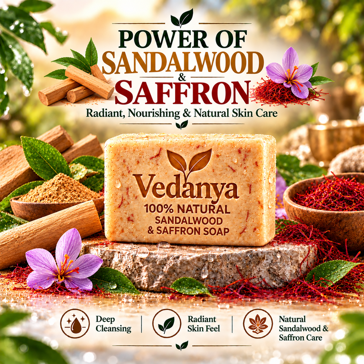 Vedanya Sandalwood & Saffron Soap