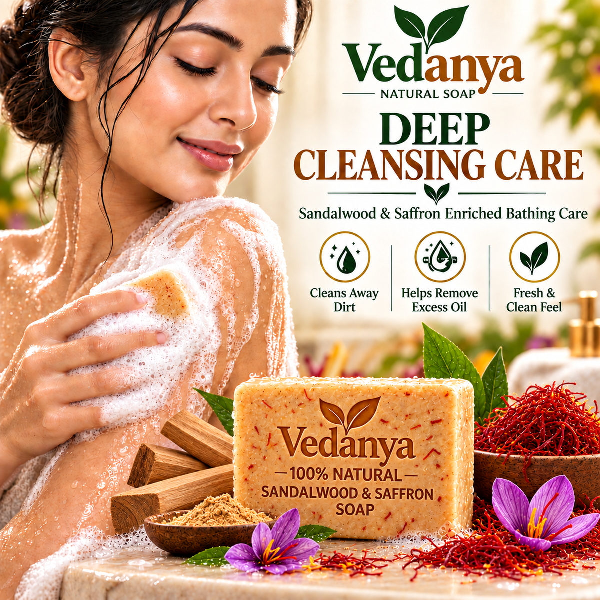 Vedanya Sandalwood & Saffron Soap