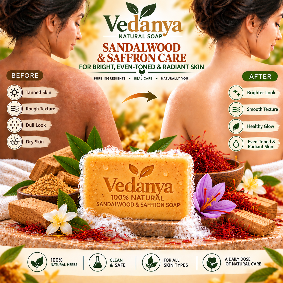 Vedanya Sandalwood & Saffron Soap