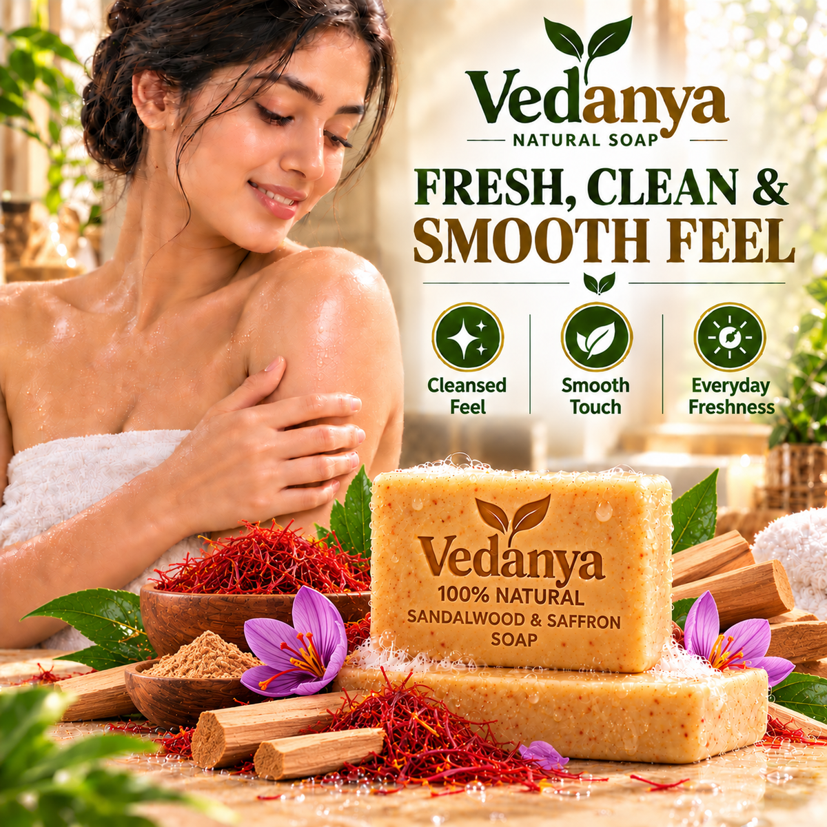 Vedanya Sandalwood & Saffron Soap